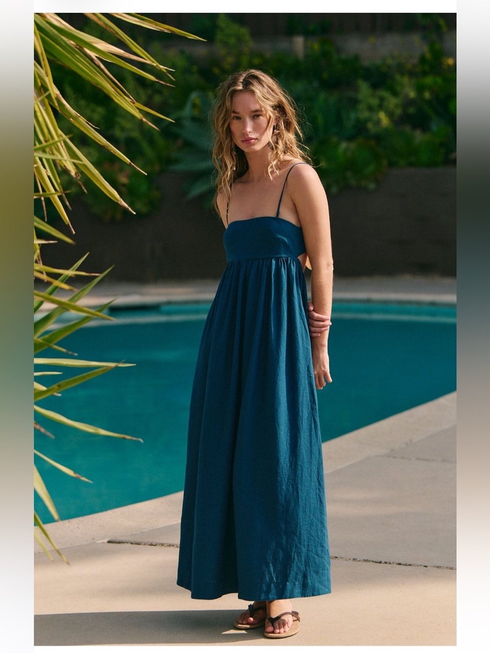 NWT Free People Sandshell Linen Halo Babydoll Midi Dress